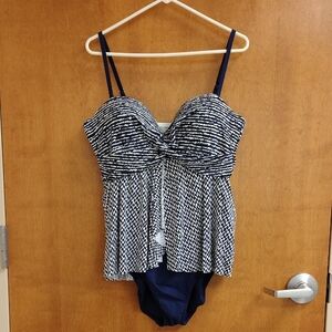 Christina Navy and White Womens Swim One Piece